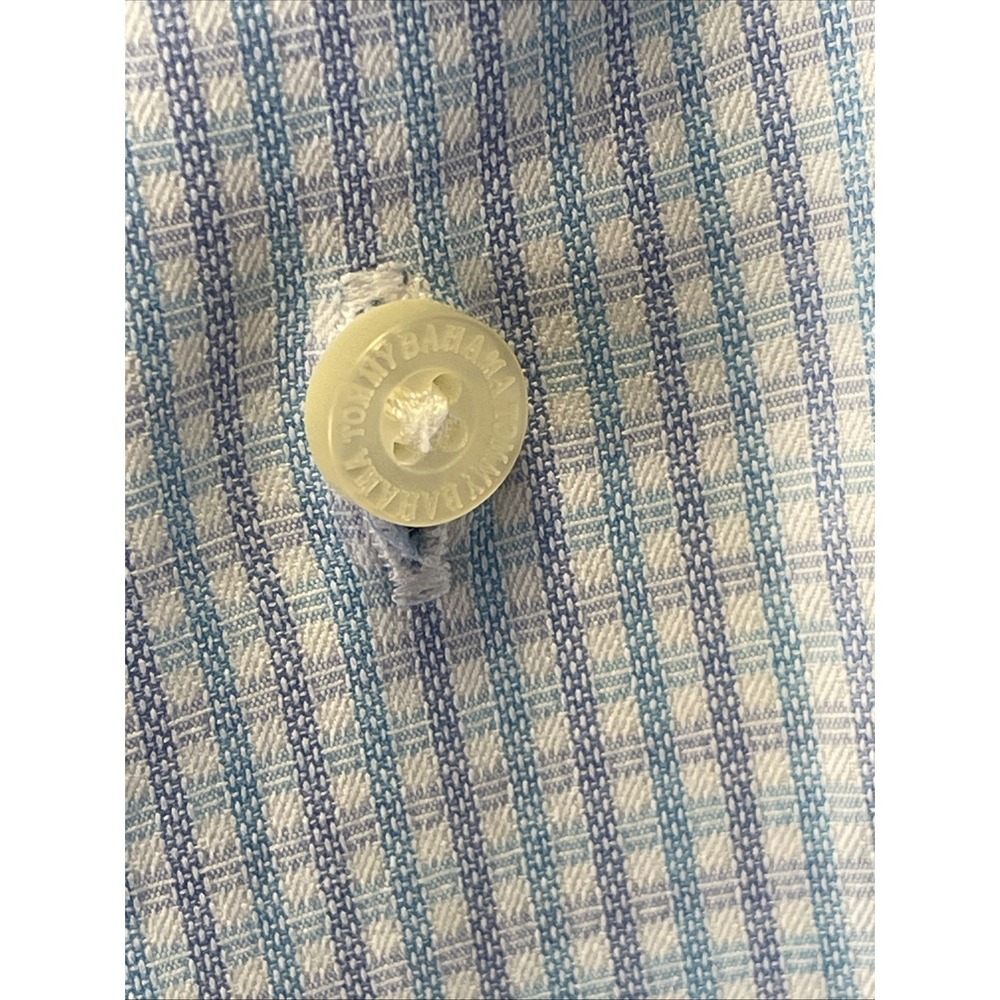 Tommy Bahama Mens 17.5 32 /33 Blue Check 100% Cotton LS Button Up Shirt Classic - Picture 4 of 16